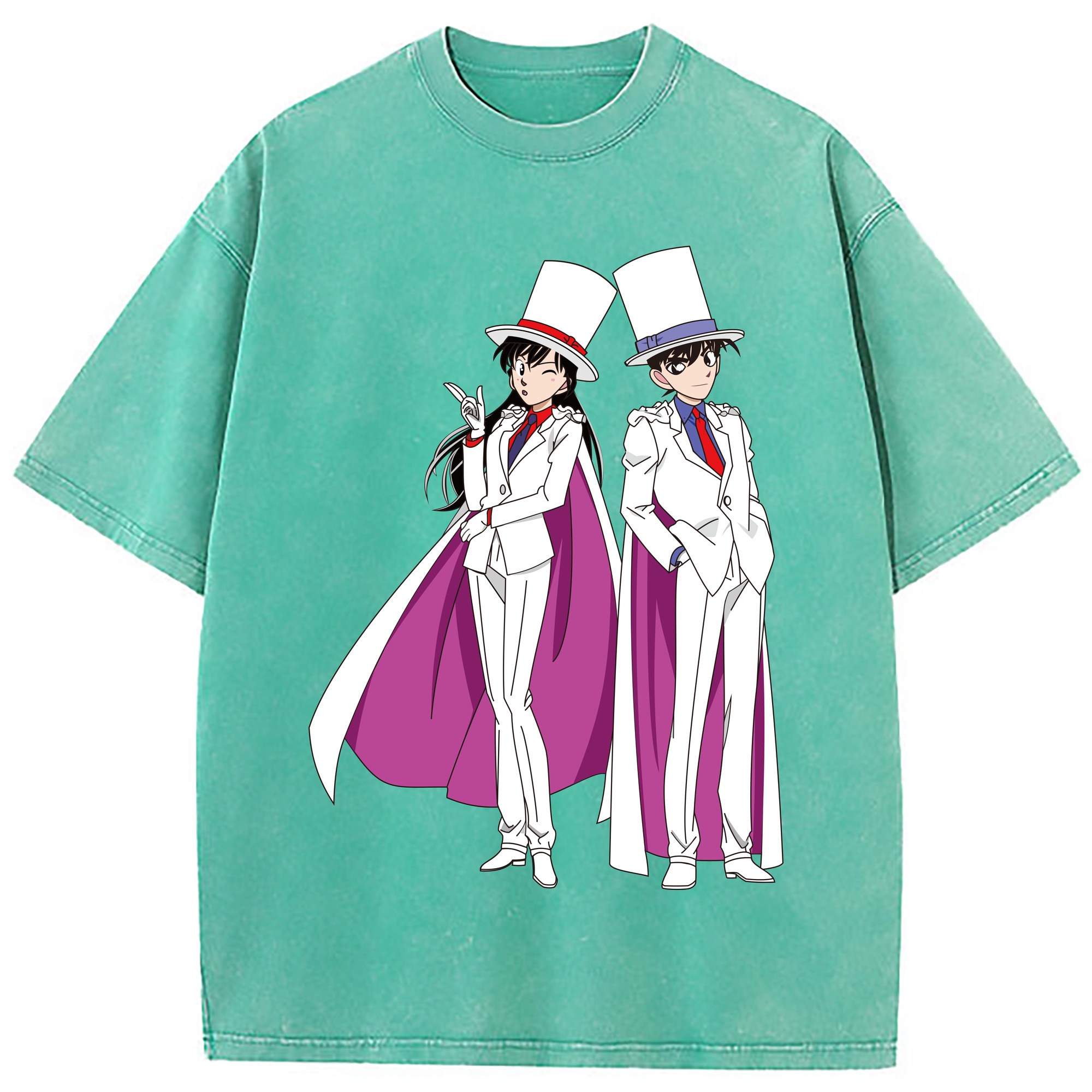 （画像用） 名探偵コナン くろば かいと Detective Conan Kuroba Kaito 綿100% ヴィンテージ風 半袖Tシャツ（フロントプリント）